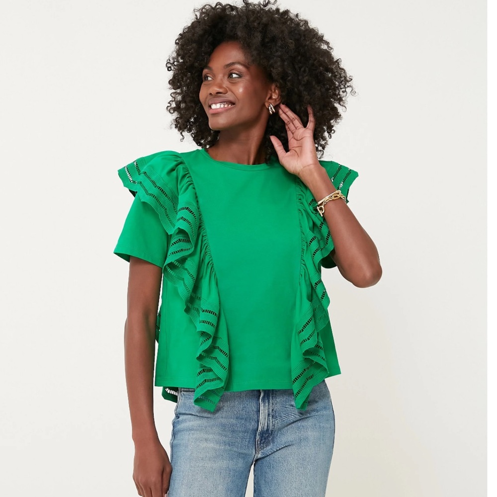 Tuckernuck Hyacinth House Green Ruffle Windsor Tee